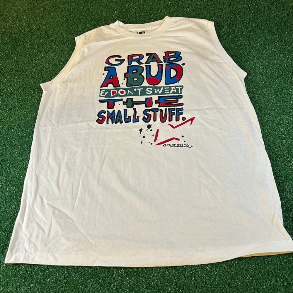 Vintage L.A. Sportswear Budweiser Sleeveless T-Shirt Graphic Print Mens XXL 2XL